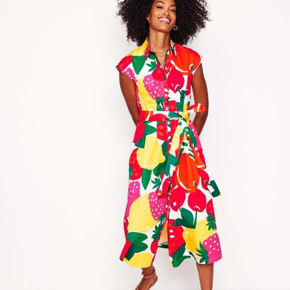 Boden Rachel Cotton Midi Shirt DressMulti, Summer Fruits 12R - Picture 10 of 10